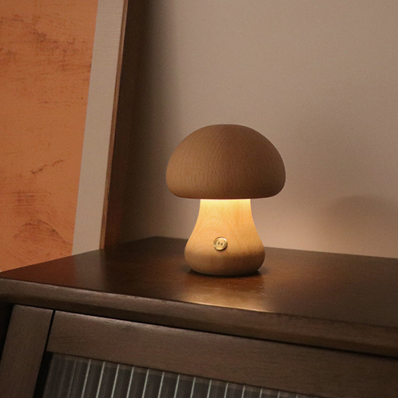 Wooden Mushroom LED Night Light | Warm & Cute Decor