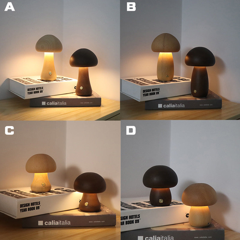 Wooden Mushroom LED Night Light | Warm & Cute Decor
