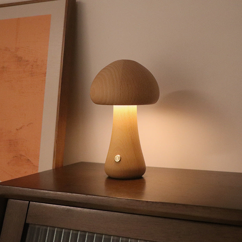 Wooden Mushroom LED Night Light | Warm & Cute Decor