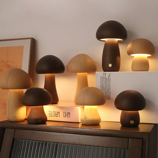 Wooden Mushroom LED Night Light | Warm & Cute Decor