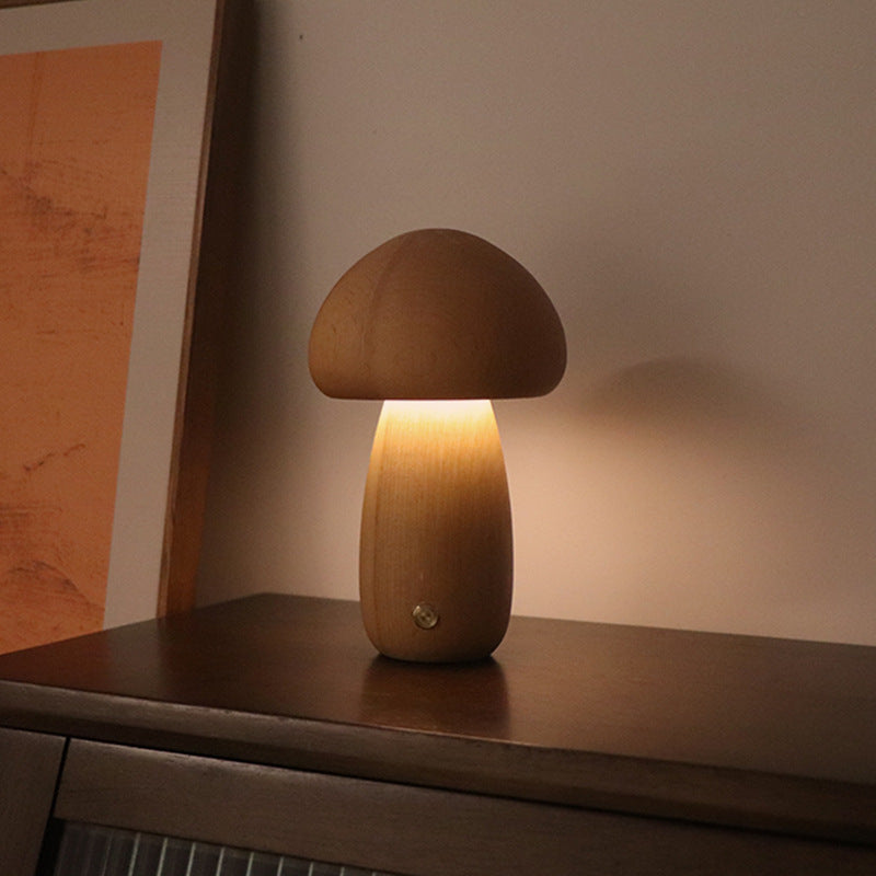Wooden Mushroom LED Night Light | Warm & Cute Decor