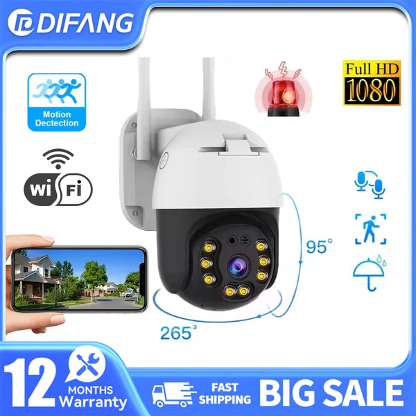 Security Camera System WiFi Camera Wireless Outdoor Full Color Night Vision Video Surveilliance with Smoke Alarm Detection