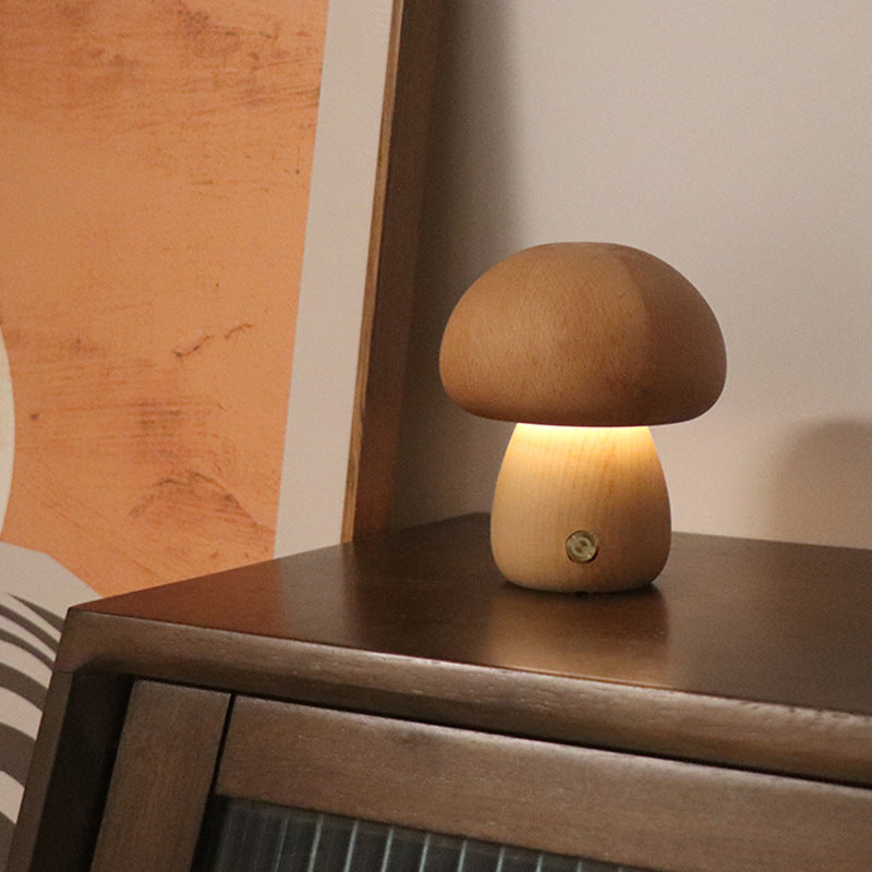Wooden Mushroom LED Night Light | Warm & Cute Decor