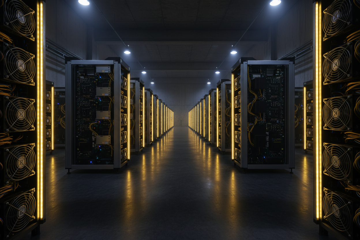 image of bitcoin minners yellow dark grey and white contrast