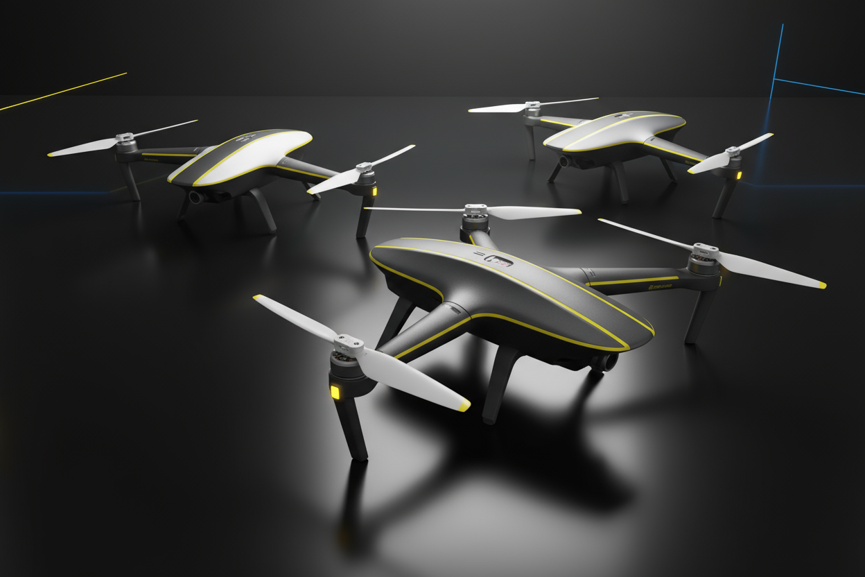 image of drones yellow dark grey and white contrast